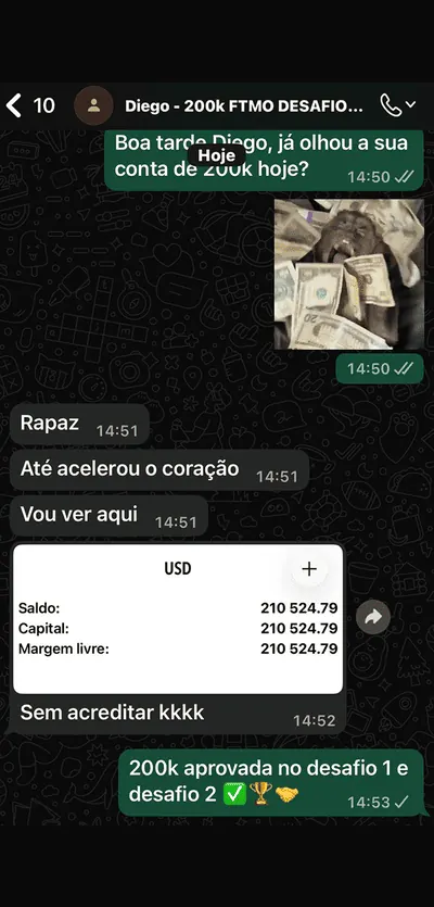 Depoimento de aprovação em desafio FTMO 200k